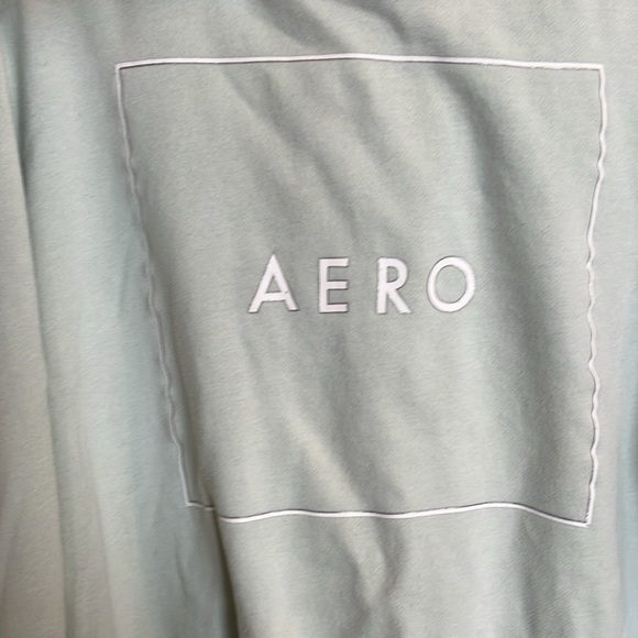 Aeropostale Light Green Y2K Aero Pullover Cropped Boxy Hoodie XXL - Picture 2 of 13